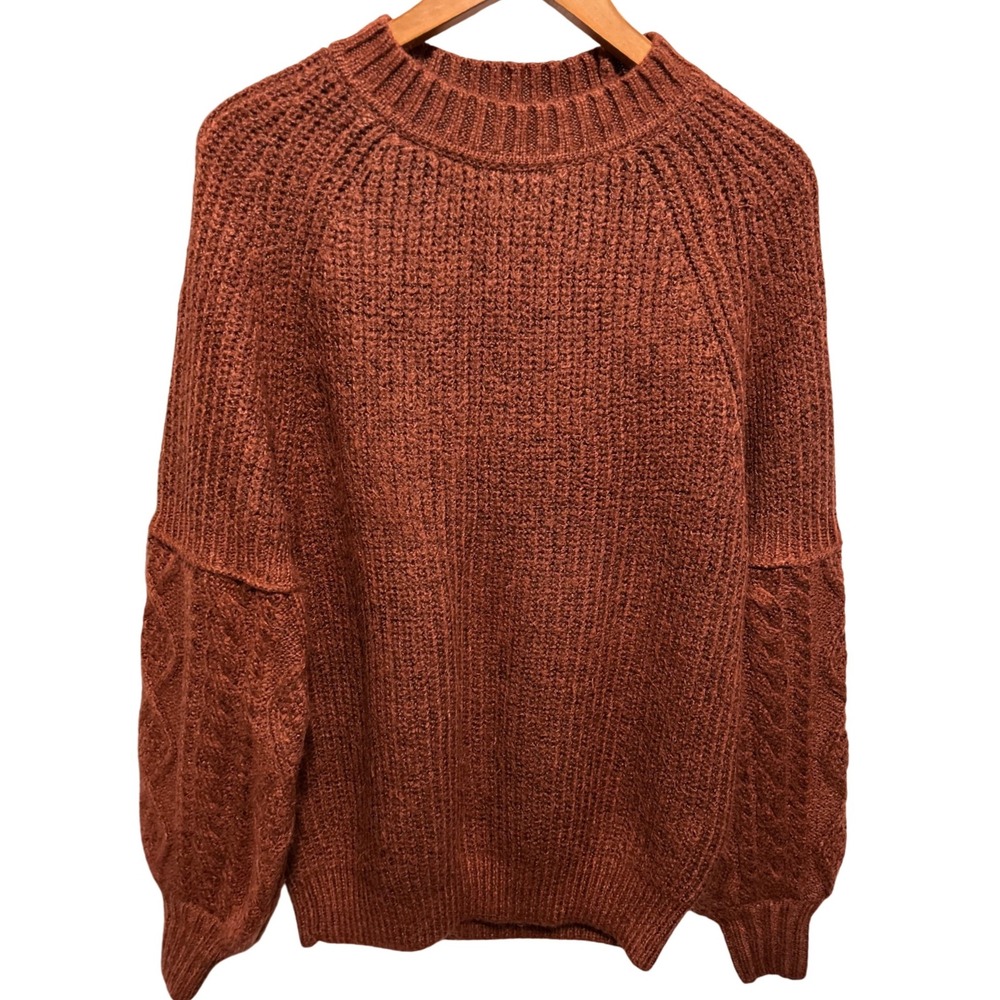 a.n.a Burnt Orange / Brown Sweater Long Partial Balloon Sleeves Women's Size M